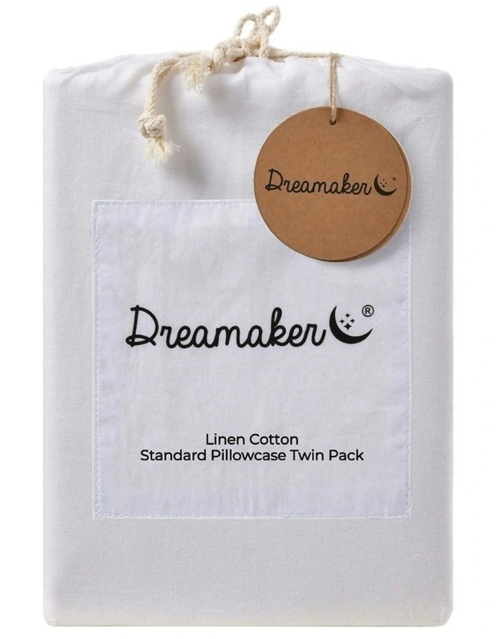 Linen Cotton Standard Pillowcase Twin Pack in White image 7