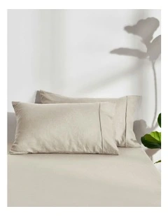 Linen Cotton Standard Pillowcase Twin Pack in Oatmeal
