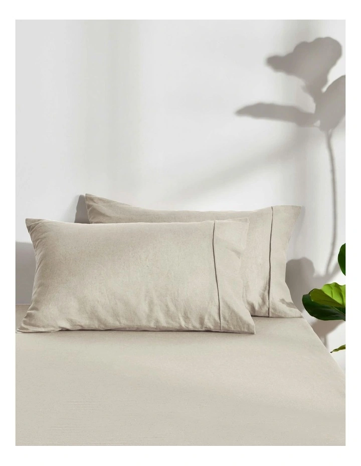 Linen Cotton Standard Pillowcase Twin Pack in Oatmeal image 1
