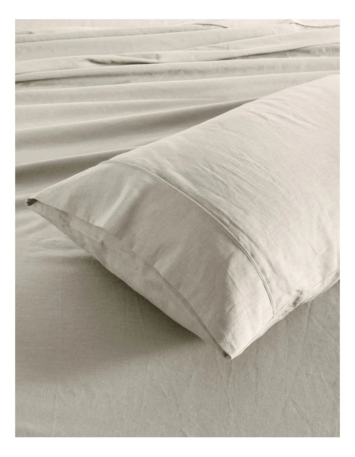 Linen Cotton Standard Pillowcase Twin Pack in Oatmeal image 3