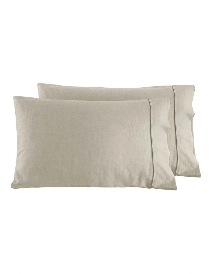 Linen Cotton Standard Pillowcase Twin Pack in Oatmeal image 6