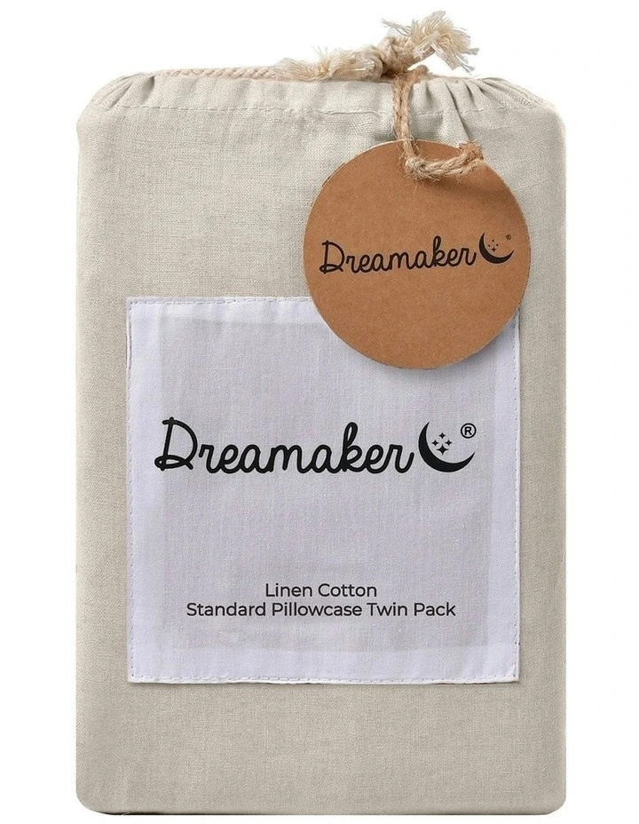 Linen Cotton Standard Pillowcase Twin Pack in Oatmeal image 7