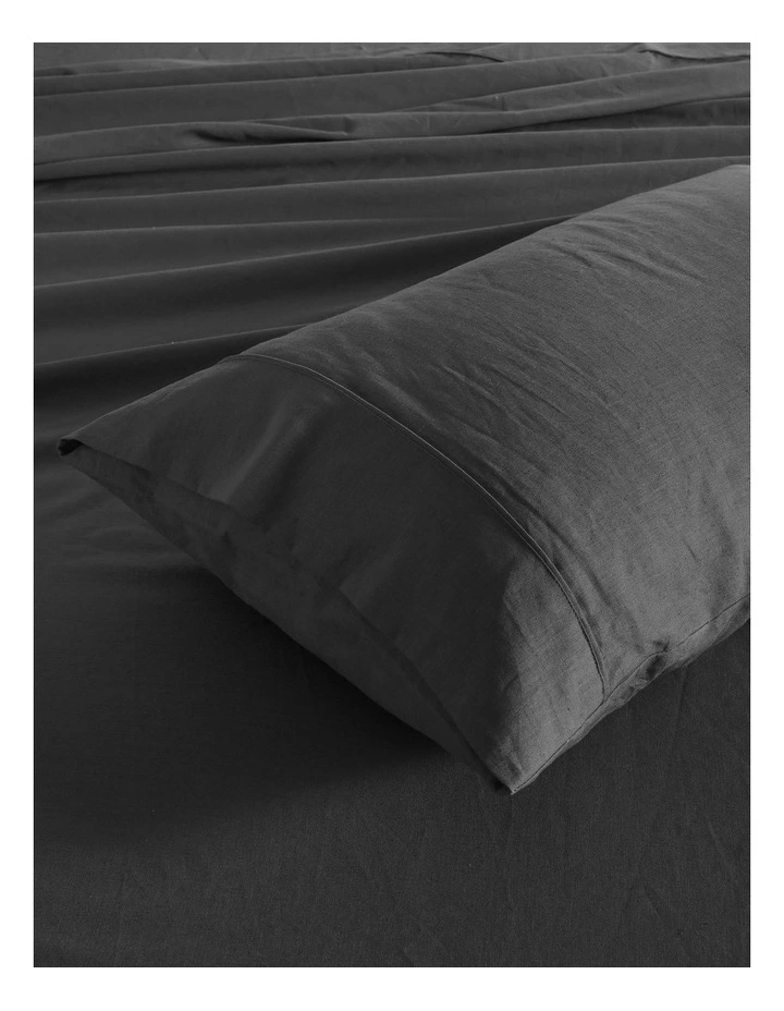 Linen Cotton Standard Pillowcase Twin Pack in Charcoal image 3