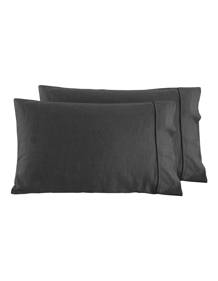 Linen Cotton Standard Pillowcase Twin Pack in Charcoal image 6