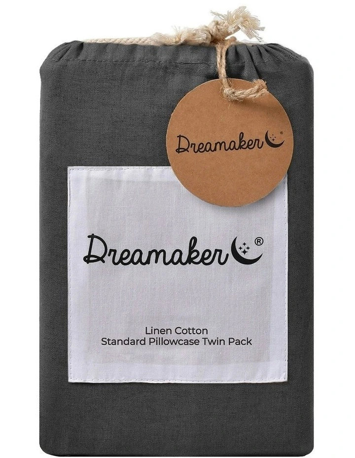 Linen Cotton Standard Pillowcase Twin Pack in Charcoal image 7