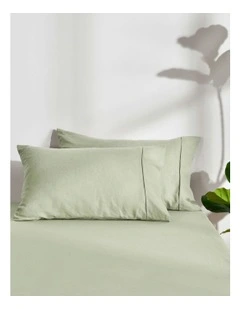Linen Cotton Standard Pillowcase Twin Pack in Sage