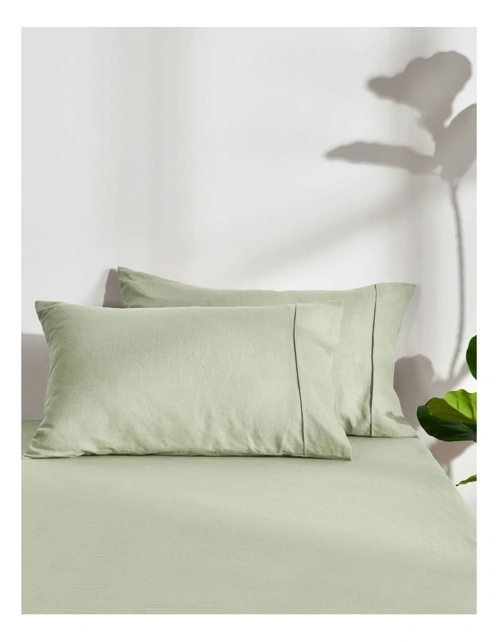 Linen Cotton Standard Pillowcase Twin Pack in Sage image 1