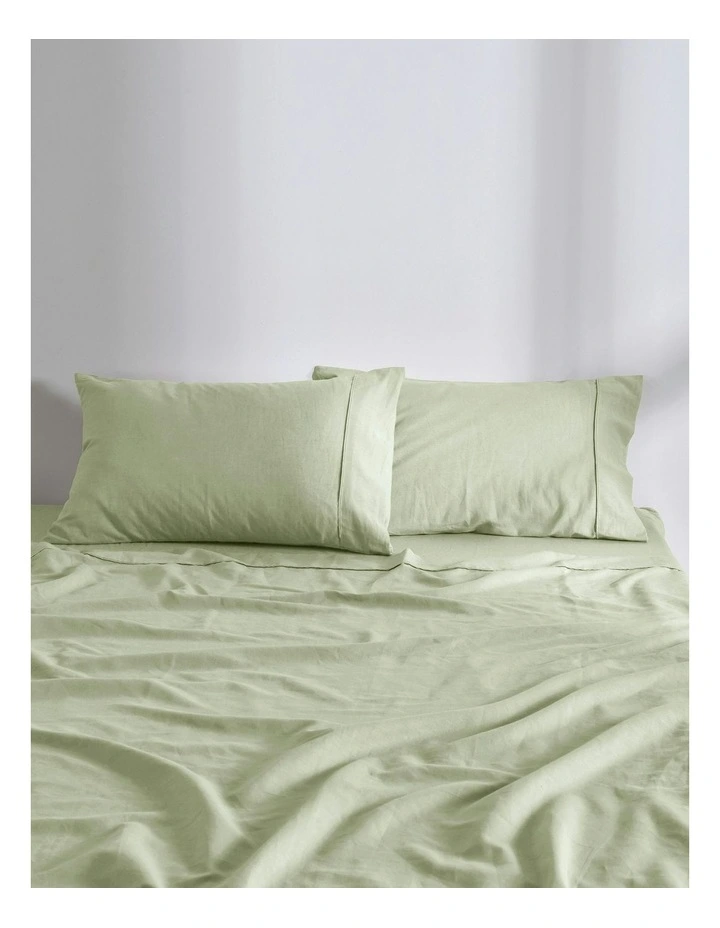 Linen Cotton Standard Pillowcase Twin Pack in Sage image 2