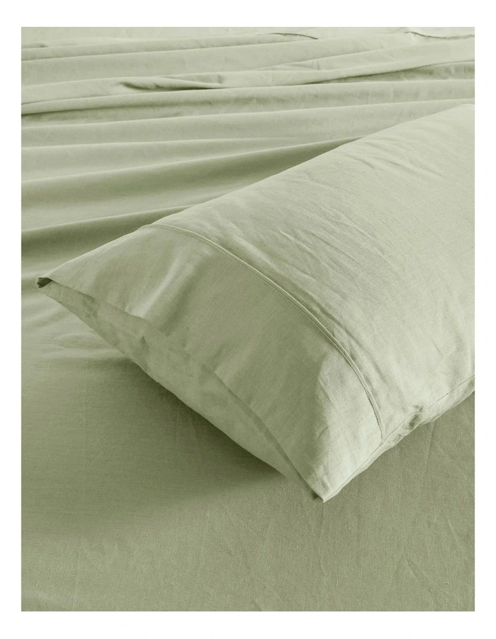 Linen Cotton Standard Pillowcase Twin Pack in Sage image 3