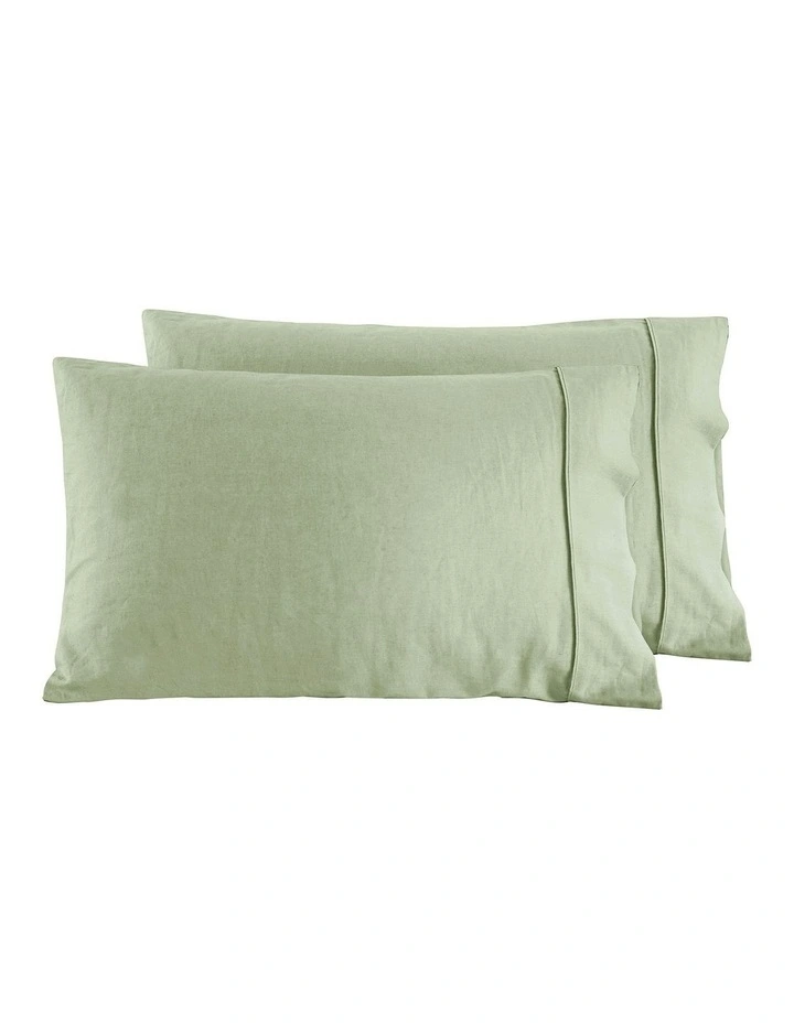 Linen Cotton Standard Pillowcase Twin Pack in Sage image 6