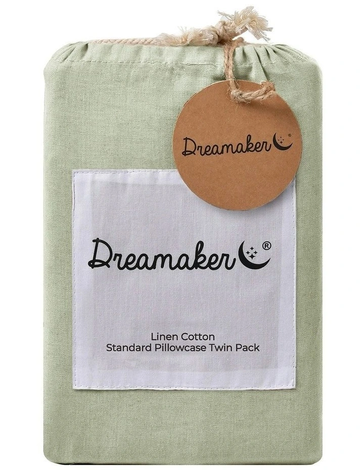 Linen Cotton Standard Pillowcase Twin Pack in Sage image 7