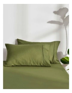 Linen Cotton Standard Pillowcase Twin Pack in Olive