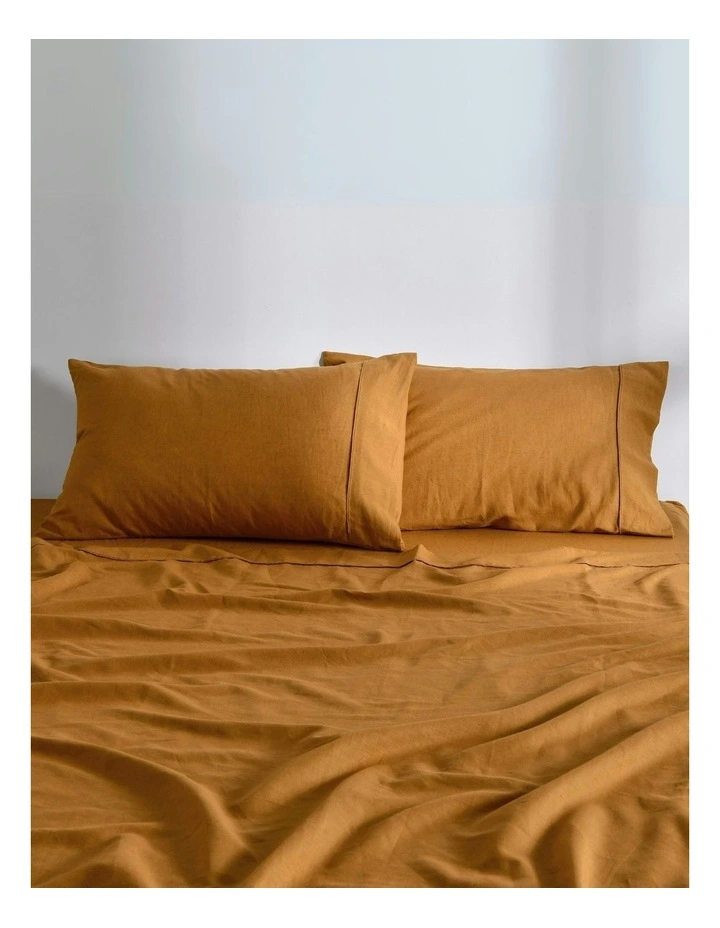 Linen Cotton Standard Pillowcase Twin Pack in Rust image 2