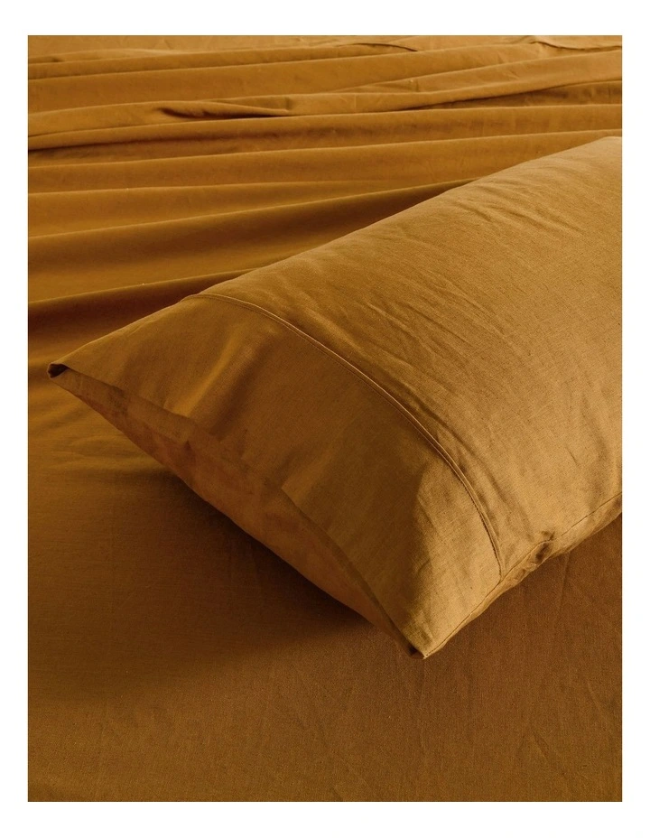 Linen Cotton Standard Pillowcase Twin Pack in Rust image 3