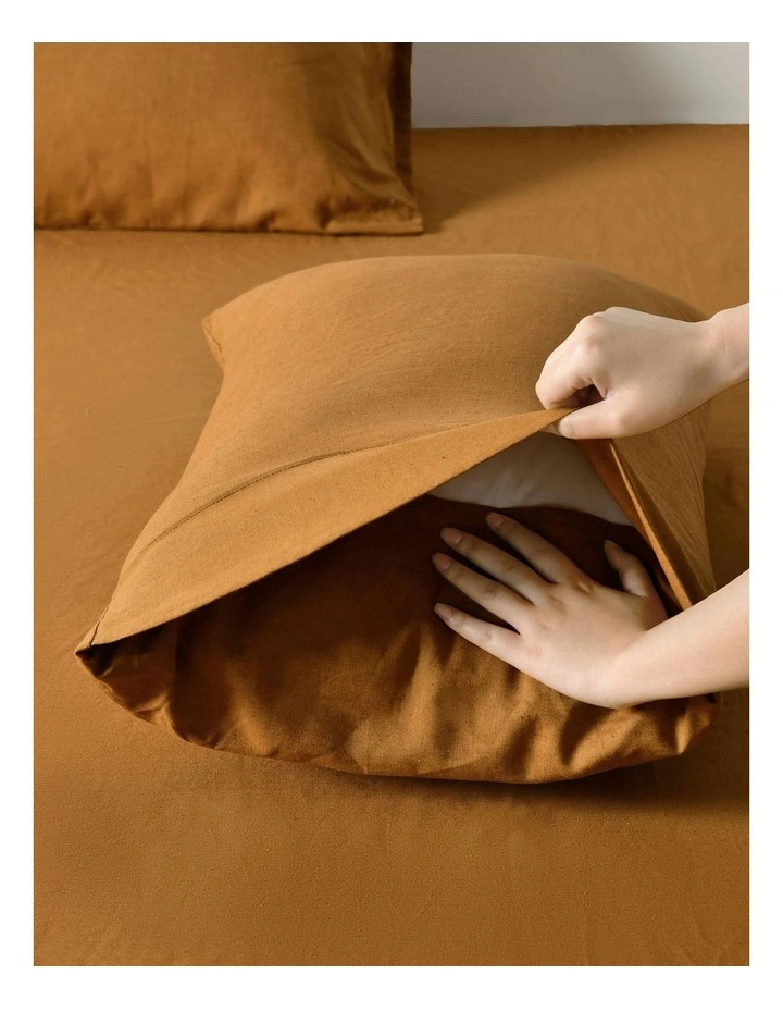 Linen Cotton Standard Pillowcase Twin Pack in Rust image 5