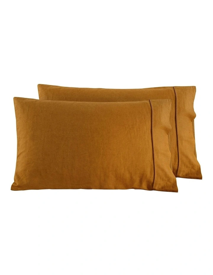 Linen Cotton Standard Pillowcase Twin Pack in Rust image 6