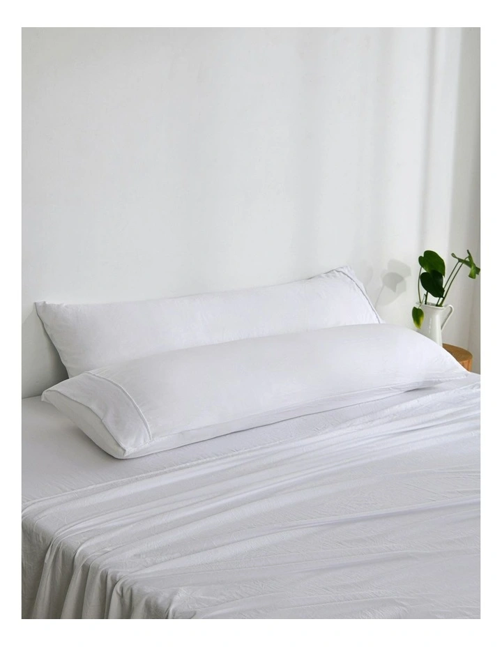 Superfine Washed Microfibre Body Pillowcase Twin Pack in White image 2