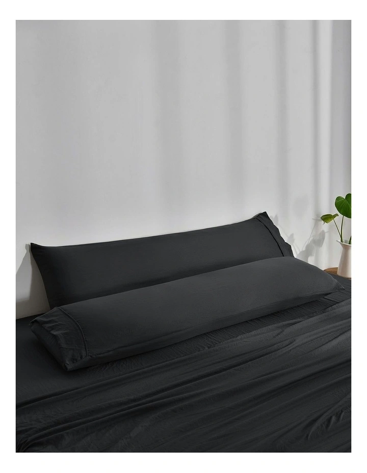Superfine Washed Microfibre Body Pillowcase Twin Pack in Black image 2