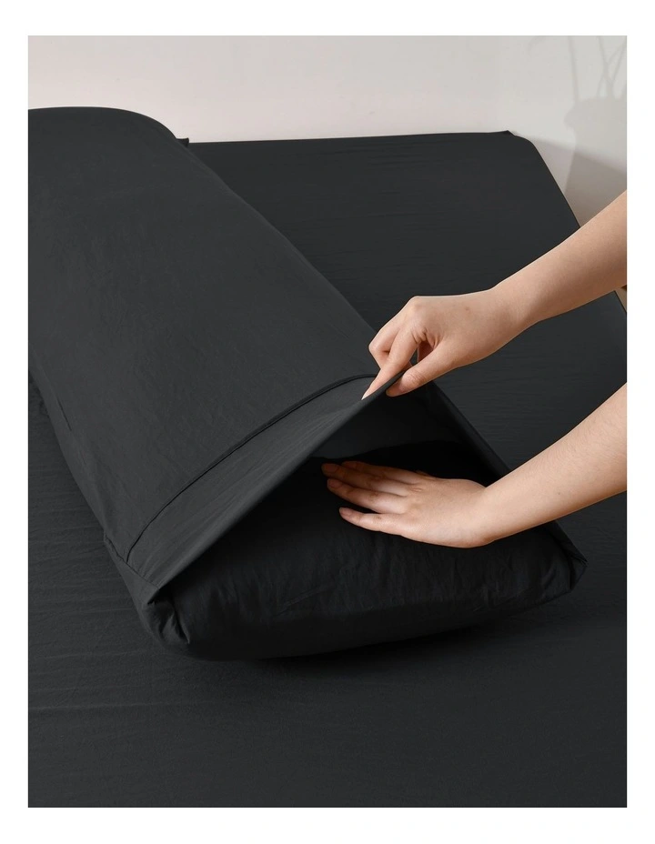 Superfine Washed Microfibre Body Pillowcase Twin Pack in Black image 3