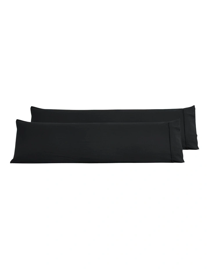 Superfine Washed Microfibre Body Pillowcase Twin Pack in Black image 4