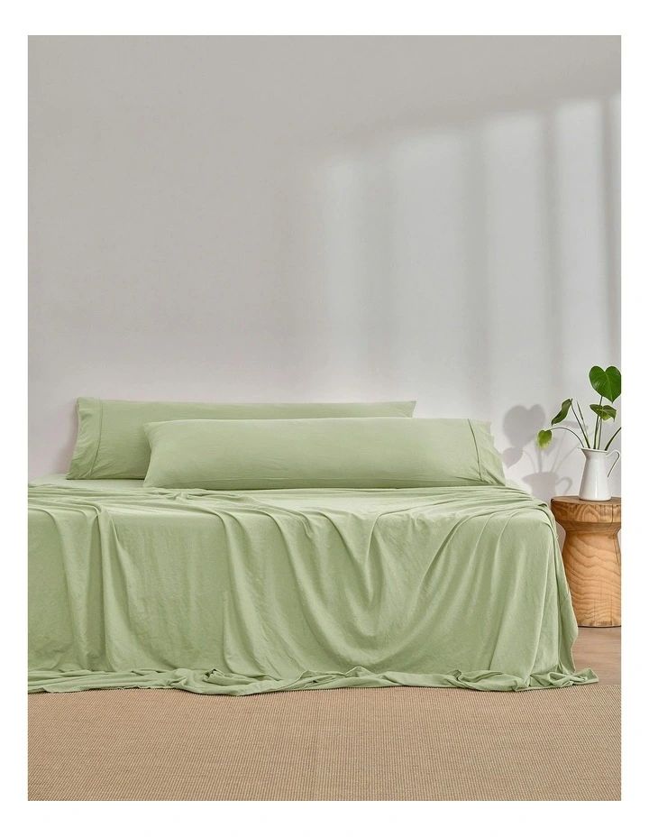 Superfine Washed Microfibre Body Pillowcase Twin Pack in Sage Green image 1