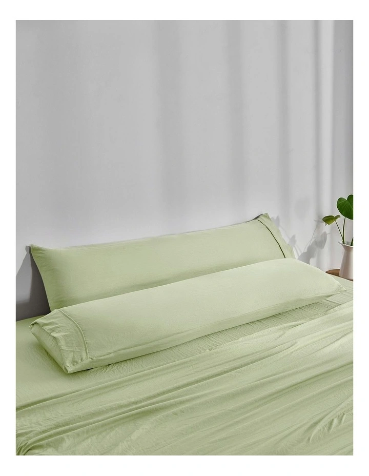 Superfine Washed Microfibre Body Pillowcase Twin Pack in Sage Green image 2