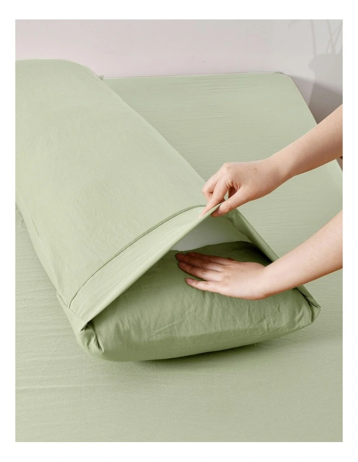 Superfine Washed Microfibre Body Pillowcase Twin Pack in Sage Green image 3