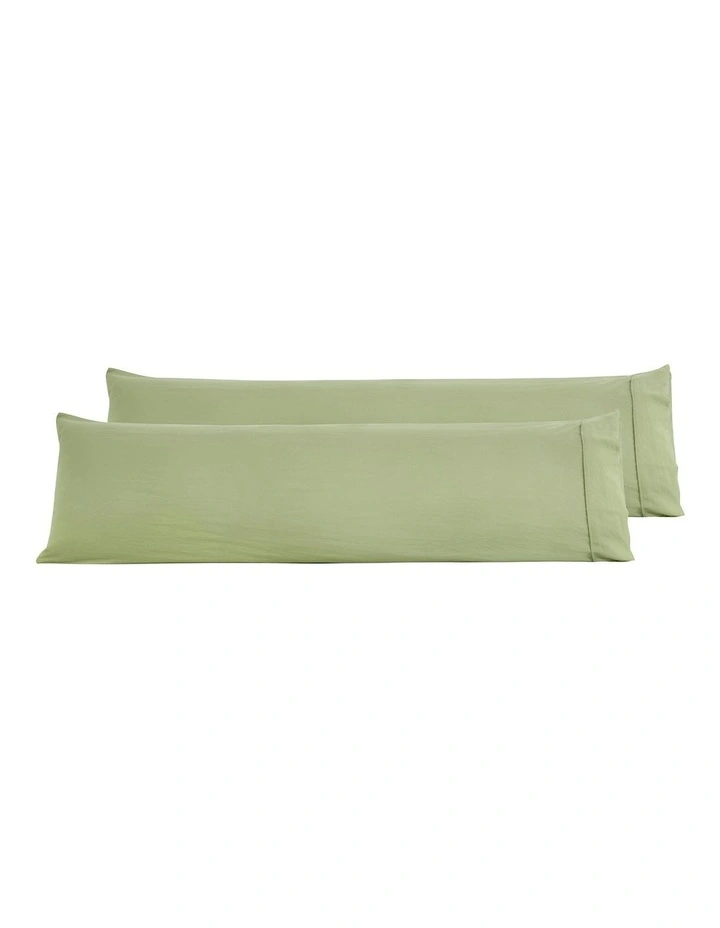 Superfine Washed Microfibre Body Pillowcase Twin Pack in Sage Green image 4