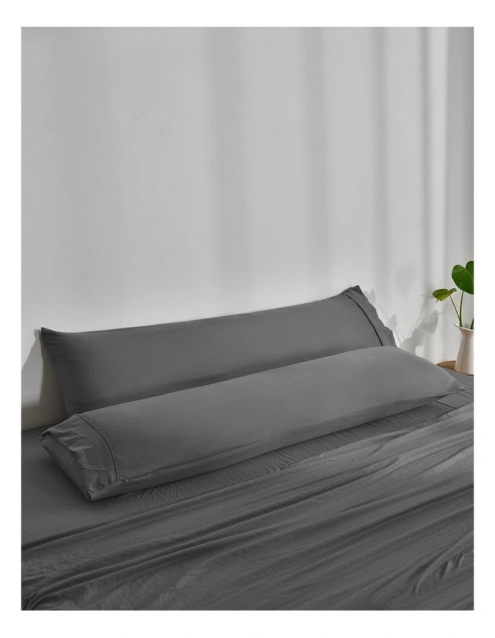 Superfine Washed Microfibre Body Pillowcase Twin Pack in Charcoal image 2