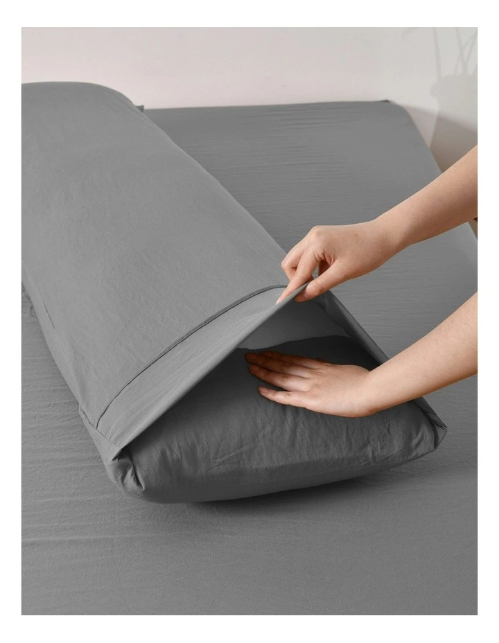 Superfine Washed Microfibre Body Pillowcase Twin Pack in Charcoal image 3