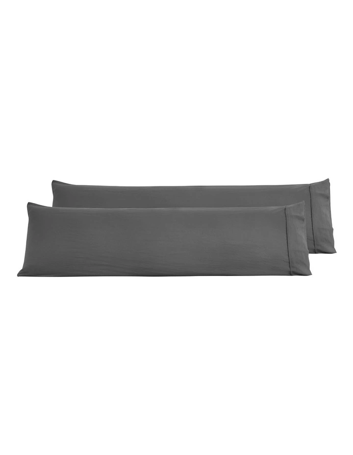 Superfine Washed Microfibre Body Pillowcase Twin Pack in Charcoal image 4