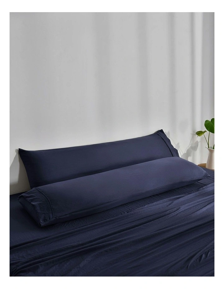 Superfine Washed Microfibre Body Pillowcase Twin Pack in Navy image 2