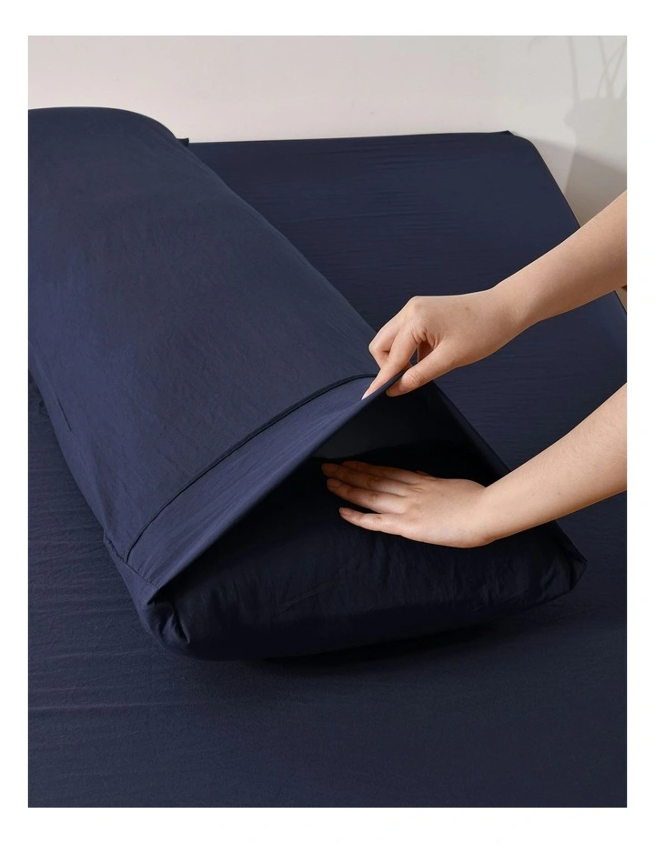 Superfine Washed Microfibre Body Pillowcase Twin Pack in Navy image 3