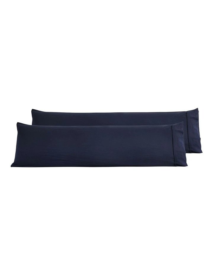 Superfine Washed Microfibre Body Pillowcase Twin Pack in Navy image 4