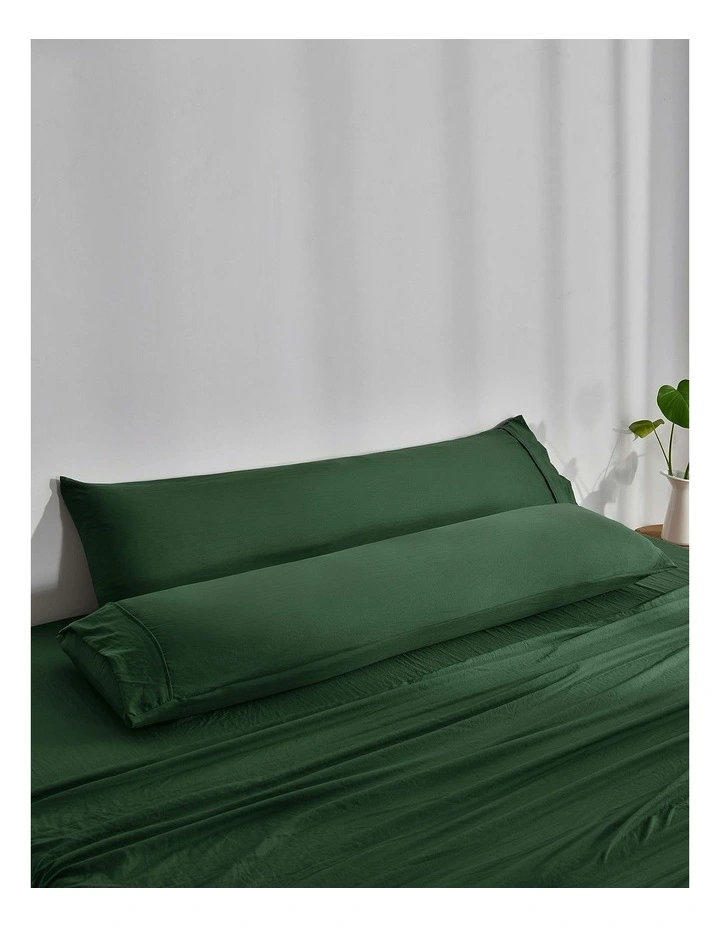 Superfine Washed Microfibre Body Pillowcase Twin Pack in Hunter Green image 2