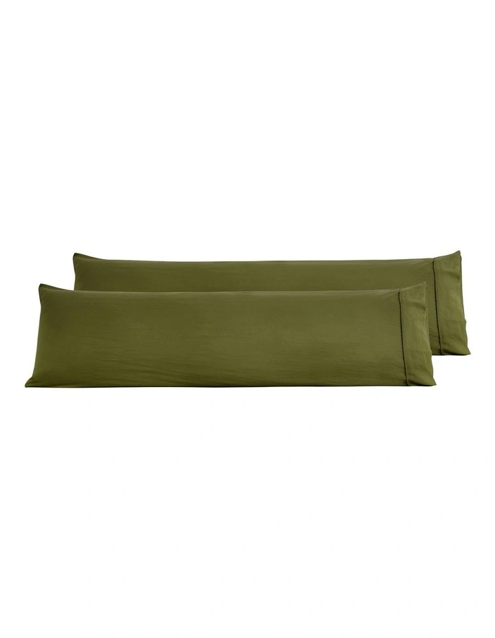 Superfine Washed Microfibre Body Pillowcase Twin Pack in Olive image 4