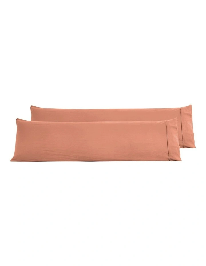 Superfine Washed Microfibre Body Pillowcase Twin Pack in Pink Clay image 4