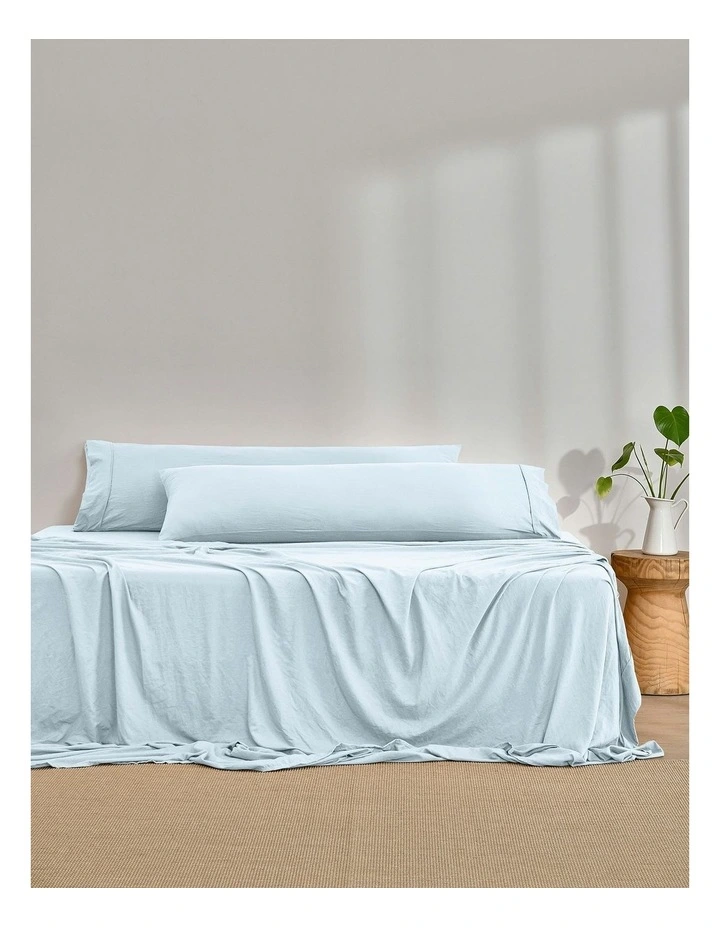 Superfine Washed Microfibre Body Pillowcase Twin Pack in Ice Blue image 1
