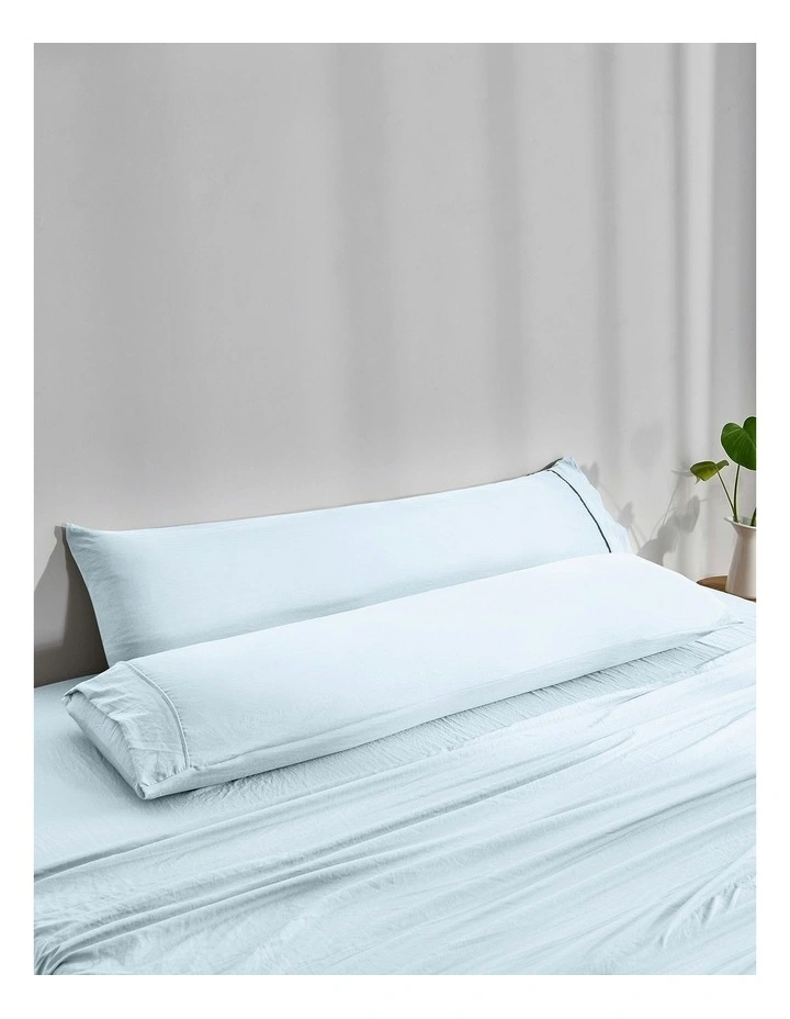 Superfine Washed Microfibre Body Pillowcase Twin Pack in Ice Blue image 2