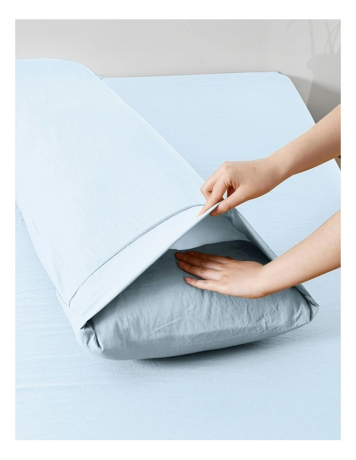 Superfine Washed Microfibre Body Pillowcase Twin Pack in Ice Blue image 3