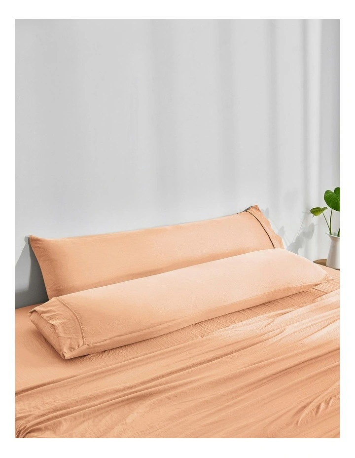 Superfine Washed Microfibre Body Pillowcase Twin Pack in Peach image 2