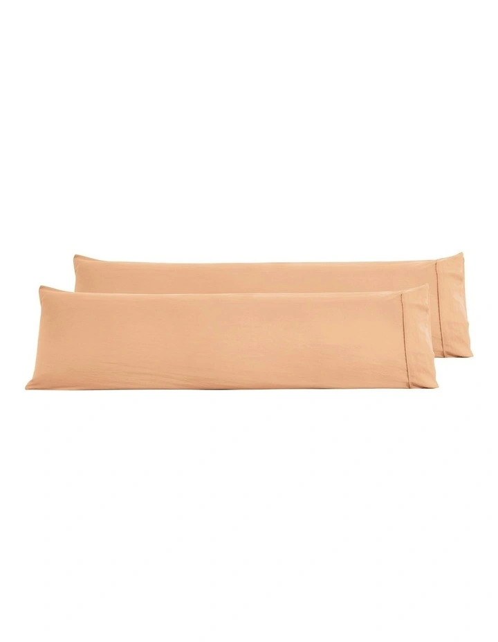 Superfine Washed Microfibre Body Pillowcase Twin Pack in Peach image 4