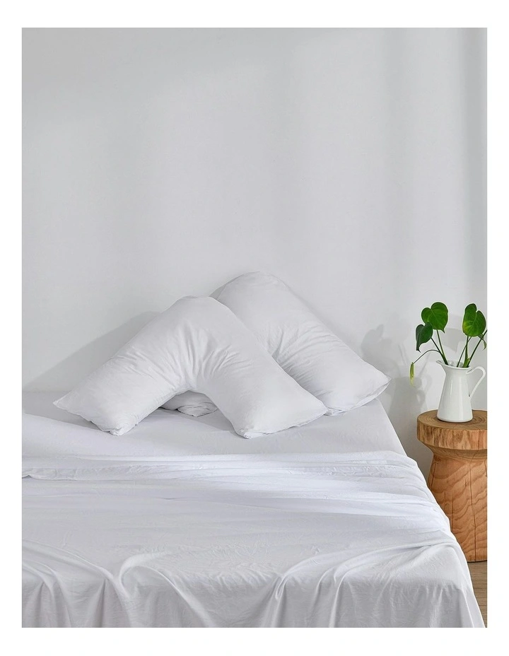 Superfine Washed Microfibre V-Shape Pillowcase Twin Pack in White image 1
