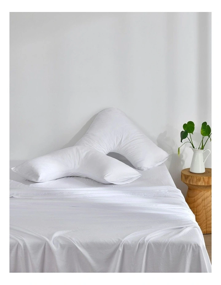 Superfine Washed Microfibre V-Shape Pillowcase Twin Pack in White image 5