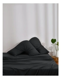 Superfine Washed Microfibre V-Shape Pillowcase Twin Pack in Black