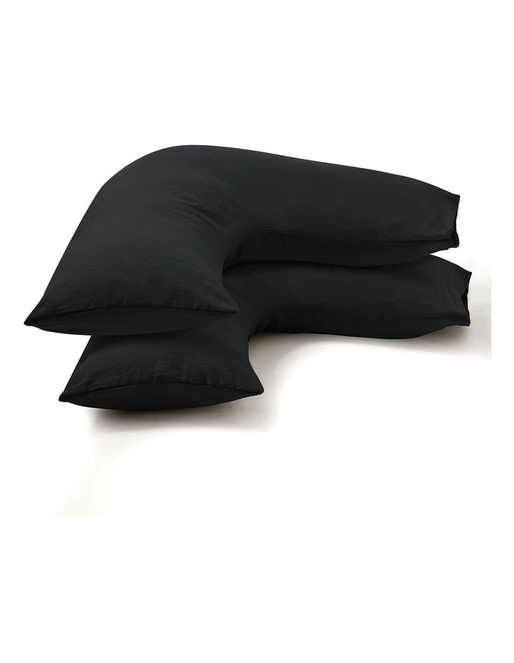 Superfine Washed Microfibre V-Shape Pillowcase Twin Pack in Black image 4