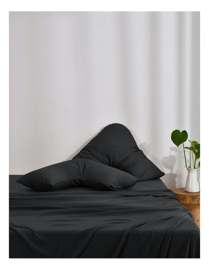 Superfine Washed Microfibre V-Shape Pillowcase Twin Pack in Black image 5