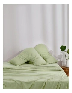 Superfine Washed Microfibre V-Shape Pillowcase Twin Pack in Sage Green