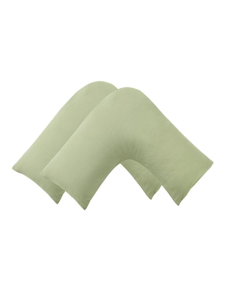 Superfine Washed Microfibre V-Shape Pillowcase Twin Pack in Sage Green image 2