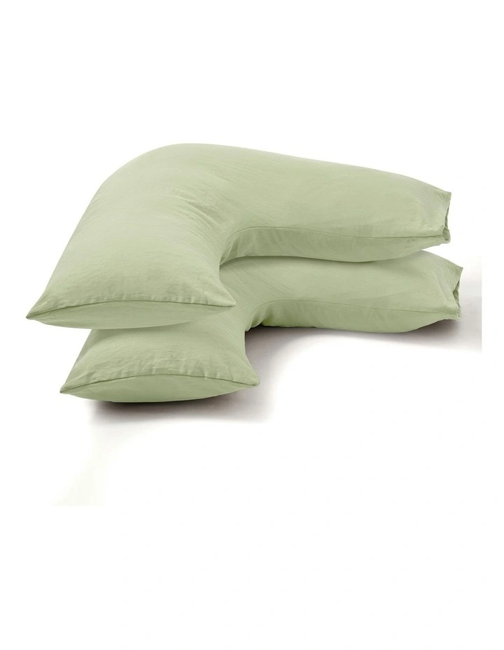 Superfine Washed Microfibre V-Shape Pillowcase Twin Pack in Sage Green image 4